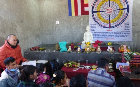 रिब्डीकोट बौद्ध विहारमा बुद्धको मूर्ति प्रतिस्थापन गरियो