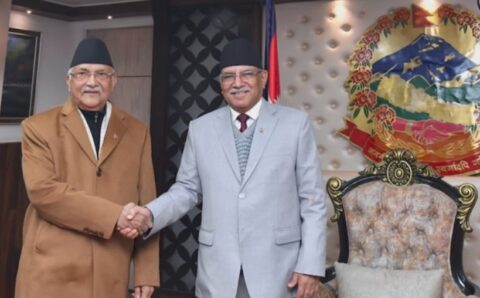 विश्वासको मतको लागि प्रधानमन्त्री प्रचण्ड र एमाले अध्यक्ष ओलीबीच भेट