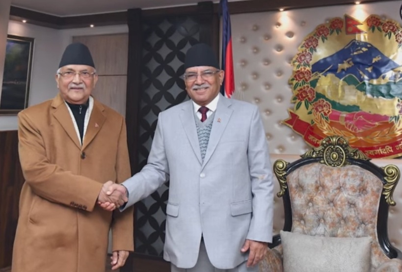 विश्वासको मतको लागि प्रधानमन्त्री प्रचण्ड र एमाले अध्यक्ष ओलीबीच भेट