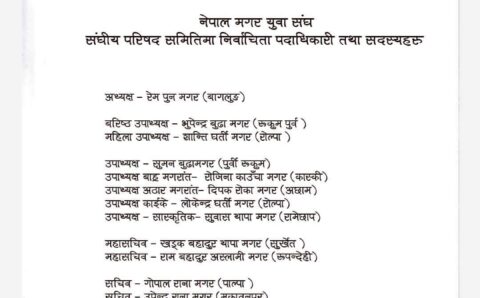 नेपाल मगर युवा संघकाे चाैंथाे महाधिवेशनबाट रेम पुन मगर अध्यक्ष पदमा निर्वाचित
