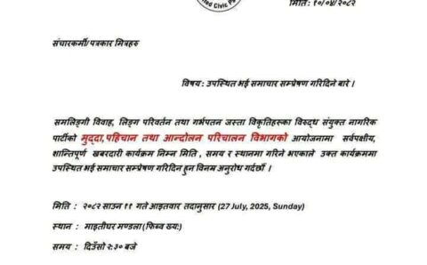 ‘विकृति’ शब्द प्रयोगप्रति आपत्ति : समलिङ्गी विवाह कानुनी दर्ता भइरहेका बेला घृणाजन्य भाषाको विरोध
